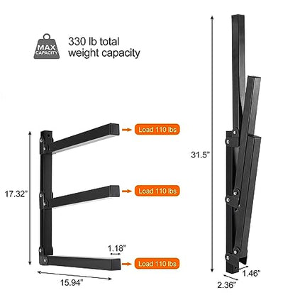 Ultrawall Wall Mount Wood Organizer and Lumber Storage Rack with 3-Level - style: Black-4 PACK
