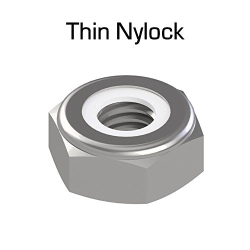 Thin Nylock Nut, 8-32, 100 Pack for VEX Robotics. Lightweight, Mini jam Nylon Insert locknut Nuts, Easy to fit in Tight Spaces