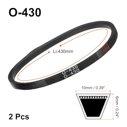 uxcell 2Pcs O-430 O Type V-Belt 430mm/16.9" Inner Length x 0.39" Width x 0.24" Height, O-Type Closed-Loop Rubber Transmission Belt - size: O-430