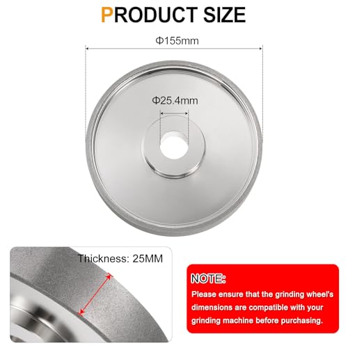 HARFINGTON Diamond Lapidary Wheel 6 Inch x 1 Inch Arbor Hole 320 Grit Grinding Wheels for Stone, Marble, Glass, Ceramics, Crystal, Carbide, Steel - size: 320 Grits