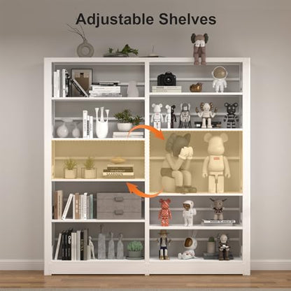 OSEILLC 5-Tier White Office Bookcases, Tall Metal Bookshelf Storage Organizer, Freestanding for Library, Living Room, Home Office (33" Wide)