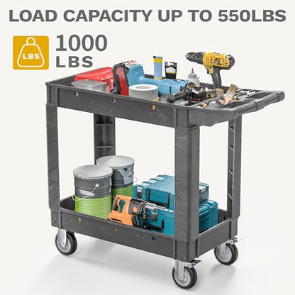 DWVO 40 x 17 in Heavy Duty Rolling Utility Cart on Wheels, Grey - color: Gray, size: 40"x17"
