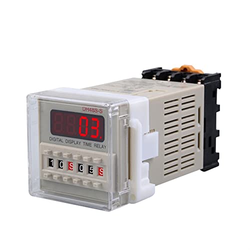 Digital LED Programmable Timer Relay Switch DH48S-2Z 0.01S-99H99M with Socket Base AC/DC 12V 24V 36V 110V 220V 380V Delay Timer (Size : AC DC 24V) - size: AC DC 24V