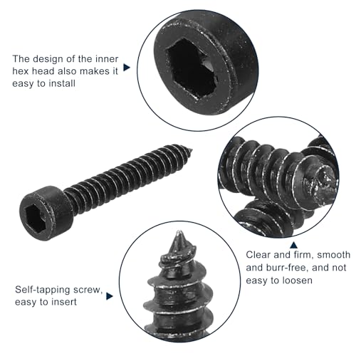 uxcell M6 Hex Socket Head Cap Self-Tapping Screw, 50Pcs M6x40mm 304 Stainless Steel, Hexagon Socket Head Tapping Screws, Hex Drive, Self Tapping Point - Black - size: M6x40mm