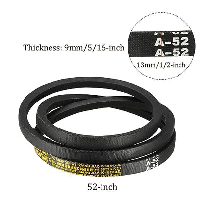 A-52 Drive V-Belt - [52-inch Inside Circumference] A-Section Rubber Drive Belt Wrapped for Transmission Use - size: A-52