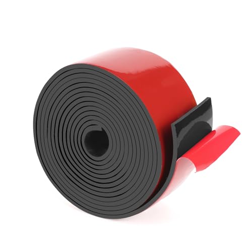 HooTown Adhesive Solid Rubber Strips, Self Neoprene Rubber Sheets Rolls Red - color: 1/8" Thick Adhesive, size: 2” W x 120" L