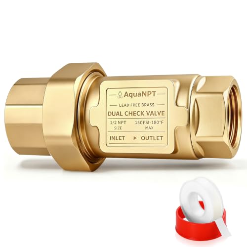 Lead-Free Brass Dual Check Valve, 1/2 Inch NPT Female Backflow Preventer