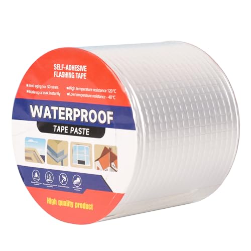 Butyl Waterproof Tape 4" W X 16.4' L Aluminum Foil Tape with Butyl Rubber Adhesive, Aluminum Butyl Rubber Tape for Window Caulking, Boat Sealing, Roof Patching, Silver - size: 4" W X 16.4' L