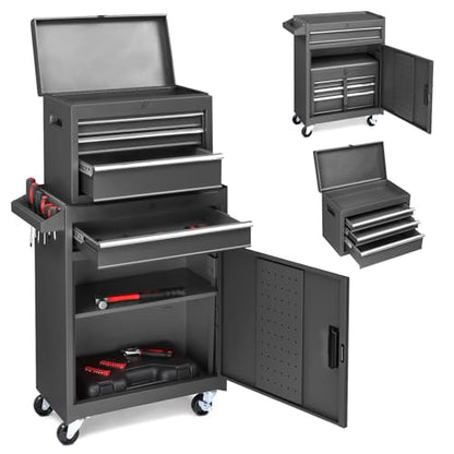 Winado 4-Drawer Rolling Tool Chest, 2-in-1 Large Storage Toolbox, Black - color: Black
