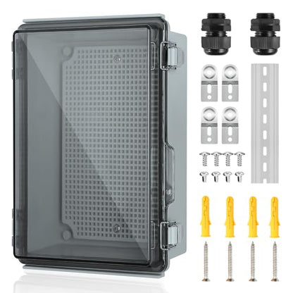 IP67 ABS Outdoor Electrical Junction Box Waterproof with Aluminum DIN Rail - color: Clear, size: 10.2''×6.3''×3.9''
