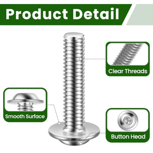 Mellewell M6 x 8mm Flanged Button Head Socket Cap Screw Bolts, 304 Stainless Steel 18-8, Allen Socket Drive, Bright Finish, Fully Threaded, Pack of 25 - color: Silver, size: M6-1.0 x 8mm