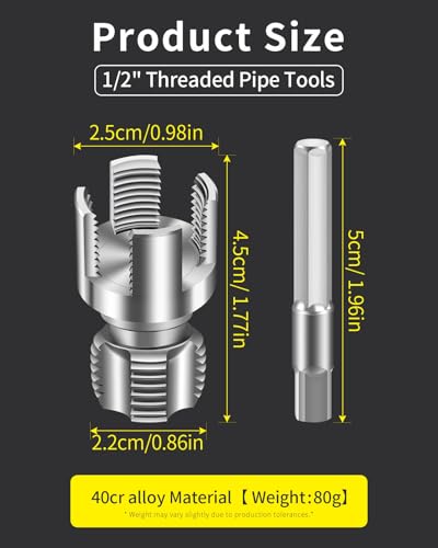 Internal & External Pipe Threading Tool, PVC Pipe Threader, Pipe Threading Tool, 1/2'' 3/4'' Dies Electric Drill Compatible for Home Repair (2PCS) (1/2（DN15)) - size: 1/2（DN15)