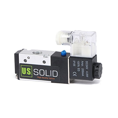 U.S. Solid 1/4 inch NPT 3-Way 2-Position Pneumatic Solenoid Valve DC 24V Aluminum Alloy Normally Closed Pilot Operated