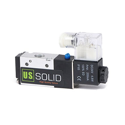 U.S. Solid 1/4 inch NPT 3-Way 2-Position Pneumatic Solenoid Valve DC 24V Aluminum Alloy Normally Closed Pilot Operated