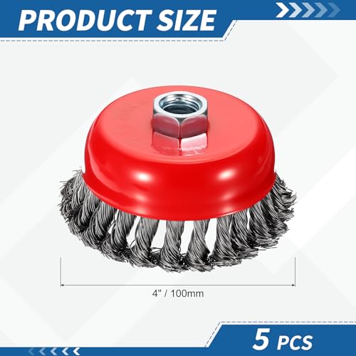 5Pack 4" Wire Brush for Angle Grinder with 5/8"-11 Arbor