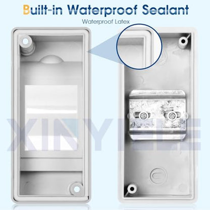 Distribution Protection Box 2 Way ABS Plastic Breaker Electrical Box IP66 Waterproof Transparent Cover 2 DIN Rail Outdoor Distribution Junction Box for Indoor Outdoor Wall Circuit Breaker