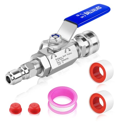 Boltigen Washer High Pressure Ball Valve Kit, High Pressure Washer Shut Off Ball Valve Kit for Power Washer Hose, Stainless Steel, 3/8’’ Quick Connect, 5000PSI - size: 3/8''