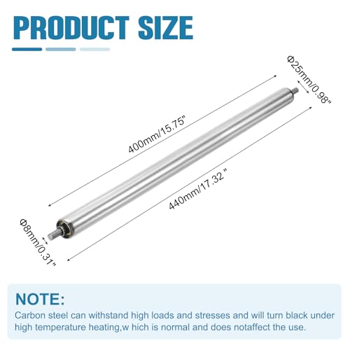 MECCANIXITY Stainless Steel Conveyor Roller 1" Diameter 16" Length Gravity Transmission Replacement Part Galvanized End (Silver) - size: 1"x16"