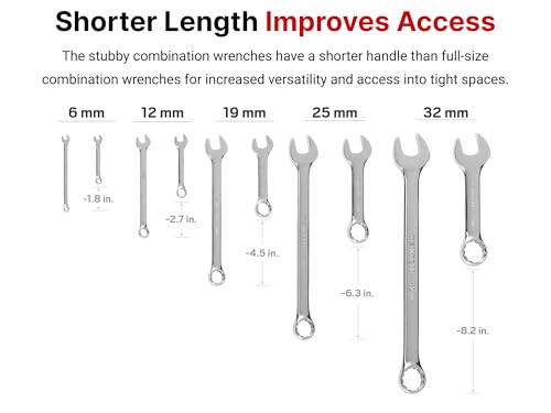 TEKTON Stubby Combination Wrench Set, 41-Piece | WCB90414 - color: Stubby, Tool Only, size: 41-Piece (1/4 - 1-1/4 in., 6 - 32 mm)