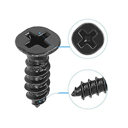 uxcell M4 x 12mm Wood Screws Phillips Flat Head Carbon Steel Self Tapping Screws Black 200pcs - size: M4 x 12mm