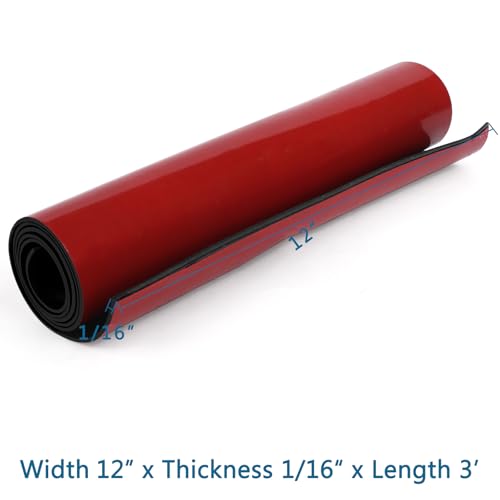 HooTown Adhesive Solid Rubber Strips, Self Neoprene Rubber Sheets Rolls Red - color: 1/16" Thick Adhesive, size: 12” W x 36" L