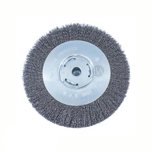 Benchmark Abrasives 8" x 1" x 5/8" Crimped Wire Wheel Brush for Bench Grinder, Rust Removal, Weld Cleaning, Deburring Grinding Wheels - Carbon Steel - style: 8" - Carbon Steel