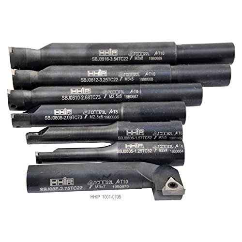 HHIP 1001-0705 7 Piece 1/2" Round Shank Indexable Boring Bar Set - size: 1/2" Square Shank, style: 7 Piece Set