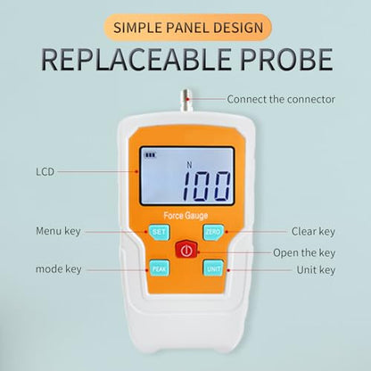 Digital Force Gauge Push and Pull Meter Dynamometer Tension Pressure Tester Thrust Meter Compression Load Plug Force Destructive Tests 100N/10kg/22lbf/360Oz - size: 22LB 100N