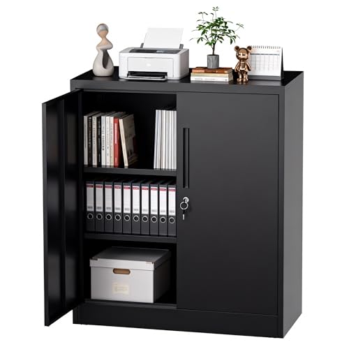 Metal Storage Cabinet, 35" Steel Garage Storage Cabinets with Lock - size: H35"