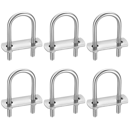 Round Stainless Steel U-Bolts 6 Pack, 1" Inner Width for Trailer & Boat - color: Round, 1"/25mm