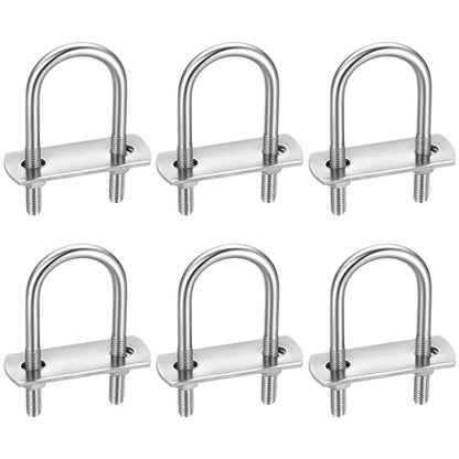 Round Stainless Steel U-Bolts 6 Pack, 1" Inner Width for Trailer & Boat - color: Round, 1"/25mm