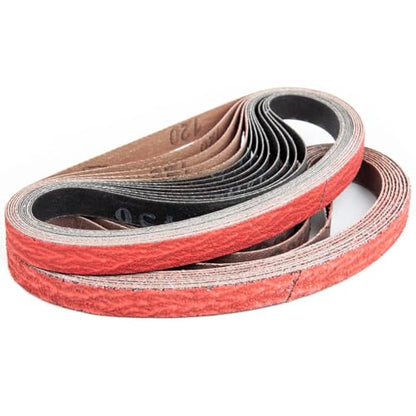 1/2 x 18 Inch Sanding Belts, Ceramic + SiC, 20 Pack, 60-240 Grit - size: 1/2x18 inch
