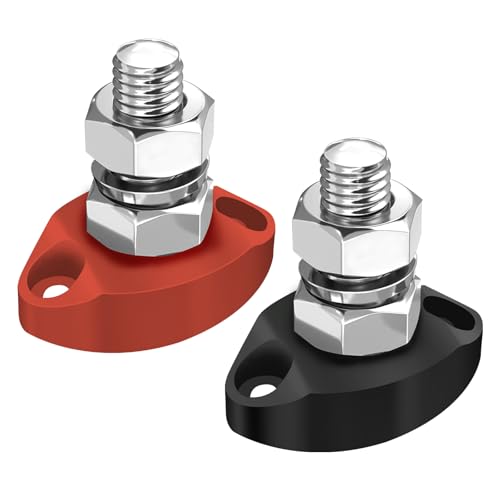 2Pcs M10 Single Post Bus Bar 12v Marine 250A Power Distribution Block - size: Dual Pack M10