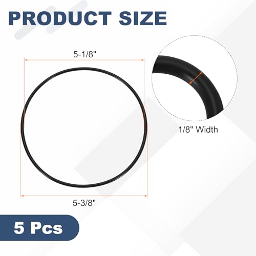 uxcell 5Pcs AS-251 O-Rings, Nitrile Rubber O-Rings 5-1/8" ID, 5-3/8" OD, 1/8" Width Round Sealing Gasket for Automotive Machine Plumbing Sealing Repair (70 Durometer, Black) - size: 5-1/8" ID, 5-3/8" OD, 1/8" Width