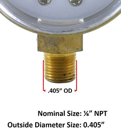 SÜA - Low and High Pressure Gauges for Oxygen Regulator 0-100 psi & 0-4000 psi - 2 inches - 1/8'' Thread - LDB - size: LDB - Low and High