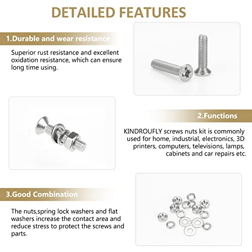 562 Pieces M2.5 x 4/6 /8/10 /12/16 /20mm Phillips Countersunk Head Machine Screws Nuts Washers Assortment Kit, 304 Stainless Steel, Fully Machine Thread - size: M2.5, style: Phillips Countersunk Head