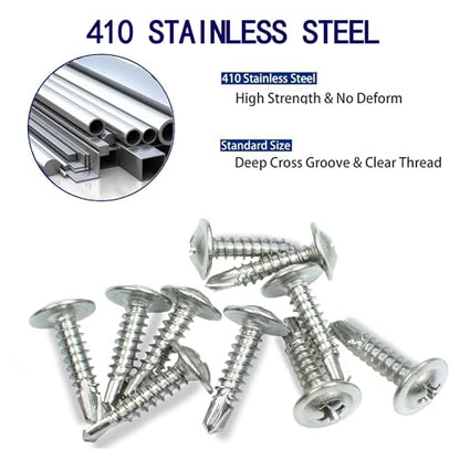 410 Stainless Silvery #8x3/4 Phillips Head Self-Drilling Screws 100 pcs - color: SILVER, size: #8x3/4"