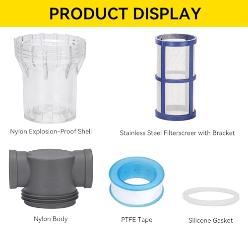 1'' Female NPT in-Line Strainer - Garden Hose Filter for High Pressure Washer, Sediment Filter with 100 Mesh Stainless Steel Screen (1'' 100 Mesh) - style: 1'' 100Mesh