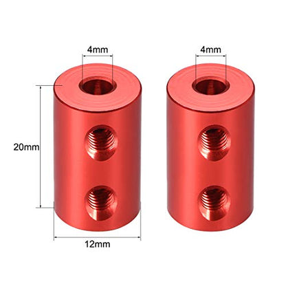 uxcell 4mm to 4mm Bore Rigid Coupling Set Screw L20XD12 Aluminum Alloy,Shaft Coupler Connector for RC Airplane Boat, Motor Accessories,Red,2pcs - size: 4mm to 4mm
