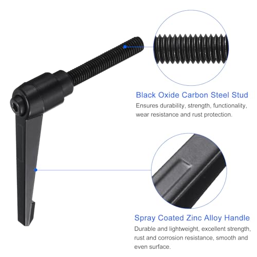 uxcell 4pcs Clamping Lever Handles, M10 x 60mm Black Oxide Carbon Steel Threaded Male Stud, Adjustable Handles Locking Quick Release Ratchet Push Button Bolt Knobs, Black - size: M10 x 60mm