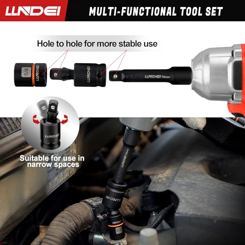 LLNDEI 3/8" Drive 12-Point Socket Set 71Pcs SAE/Metric CR-V - size: 71pcs 3/8 inch Drive Socket Set