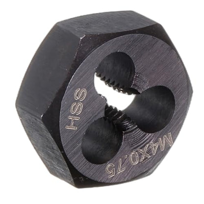 HARFINGTON Hex Threading Die M4 x 0.75 Metric Thread Right Hand High Speed Steel Rethreading Fixed Die Screw Cutting Tapping Repair Tool - size: M4 x 0.75