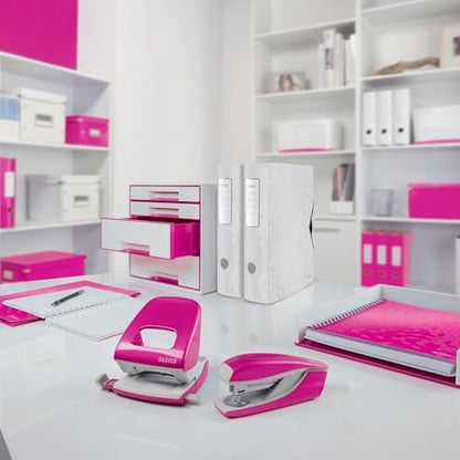 Leitz Tape Dispenser, Heavy Base with Tape, Wow Range, White/Metallic Pink - color: Pink