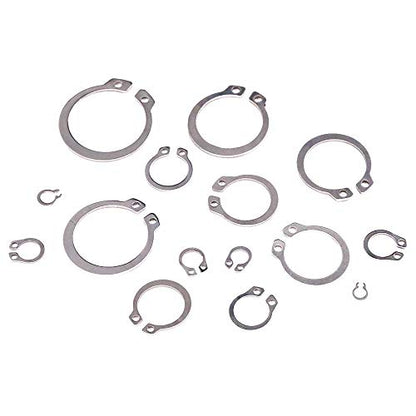 330Pcs 15-Size Metric 304 Stainless Steel External Circlip Snap Retaining Clip Ring Assortment Kit - 4mm to 28mm