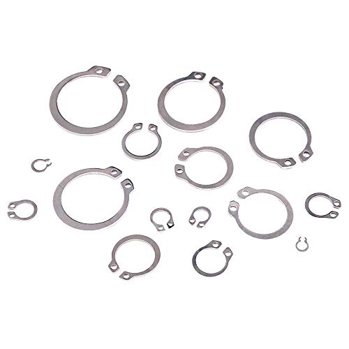 330Pcs 15-Size Metric 304 Stainless Steel External Circlip Snap Retaining Clip Ring Assortment Kit - 4mm to 28mm