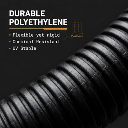 567ITG 3/8" x 25ft Split Wire Loom Tubing Black Plastic Convoluted Conduit - size: 25 FT 3/8 Loom