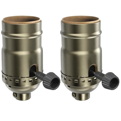 DiCUNO UL Listed 3-Way Lamp Socket Replacement, Champagne Gold, 2-Pack - style: Champagne Gold