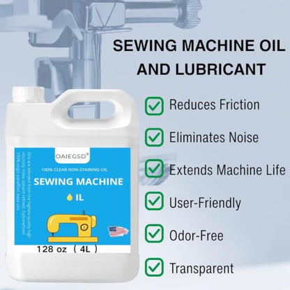 OAIEGSD 128oz Fine Light Sewing Machine Oil and Lubricant, Clear & Odorless - size: 128oz