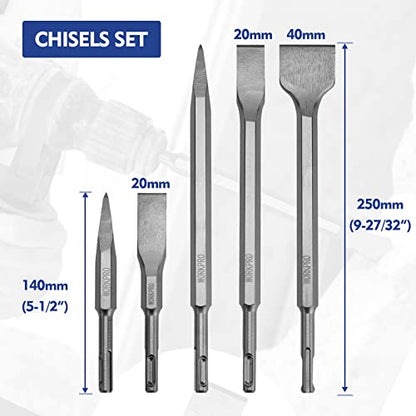WORKPRO 17-Piece SDS-Plus Rotary Hammer Drill Bit & Chisel Set - size: 17-Piece