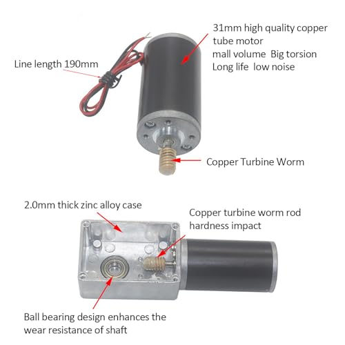 YWBL-WH DC 12V Gear Motor High Torsion Speed Reduce Electric Motor Reversible Gear Motor 8mm Shaft (12V 200RPM), Geared Motor - size: 12V 200RPM